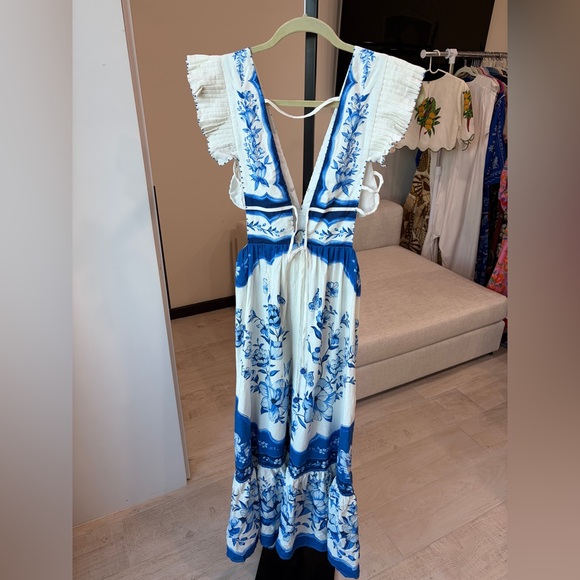 Farm Rio: Off-White Porcelain Garden Butterlfy Lenzing Midi Dress - Picture 7 of 10